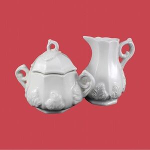 Vintage Red Cliff Ironstone Sugar and Creamer